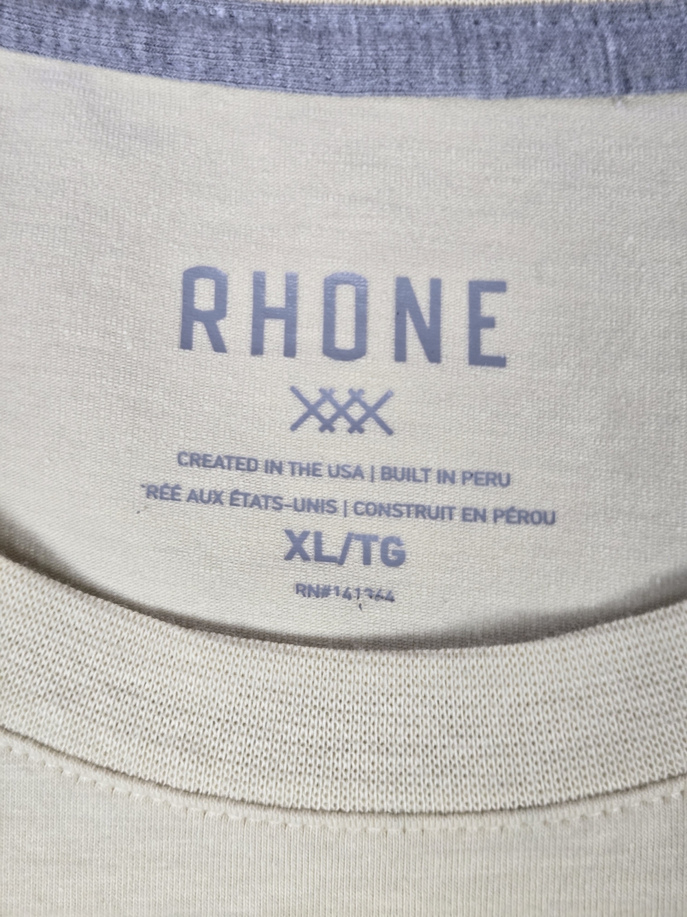 Rhone Men's Crewneck Performance T-Shirt Cream Off-White Size XL EUC - Picture 6 of 10